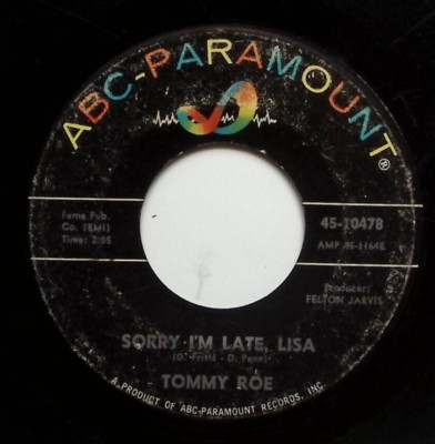 TOMMY ROE EVERYBODY/SORRY I'M LATE, LISA ABC-PARAMOUNT RECORDS VINYL 45 66-12