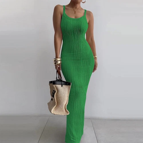Damen Sommer Langes Kleid Freizeit Slip Sexy Schmal Ärmellos Bodycon Maxikleider - Bild 14 von 42
