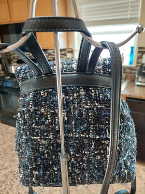 KATE SPADE NY SMALL BACKPACK BAG BLACK & BLUE TWEED BOUCLE  display picture 1