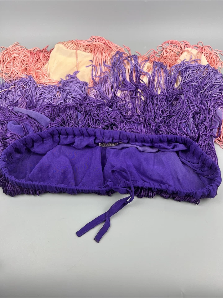 Falda de seda de longitud media con flecos en capas talla 2 púrpura-rosa Calypso St. Barth Foto 4 de 4