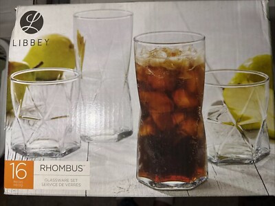 Libbey RHOMBUS  12-Piece Glassware Set - New Open Box