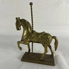 Brass Home Office Decor Carousel Horse Desk Base 5.5” X 7.5” X 2”