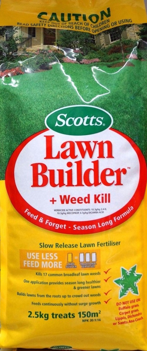 LAWN FERTILISER + WEED KILL Scotts Lawn Builder SLOW RELEASE 2.5kg | eBay