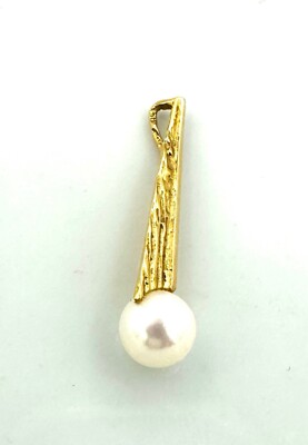 Pendentif Or 18 Carats Avec Perle Et Diamant - Poids 1,01g, Or Jaune, Occasion