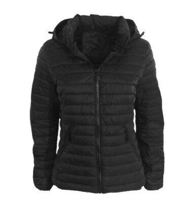 Giubbino piumino donna nero bomber zip giacca giubbotto con