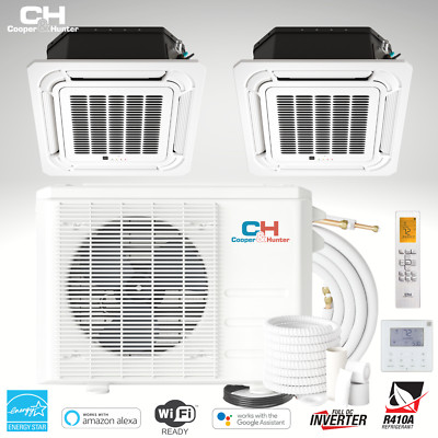 18000 BTU Dual 2 Zone Mini Split Heat Pump Cassette Air Conditioner 9000 12000