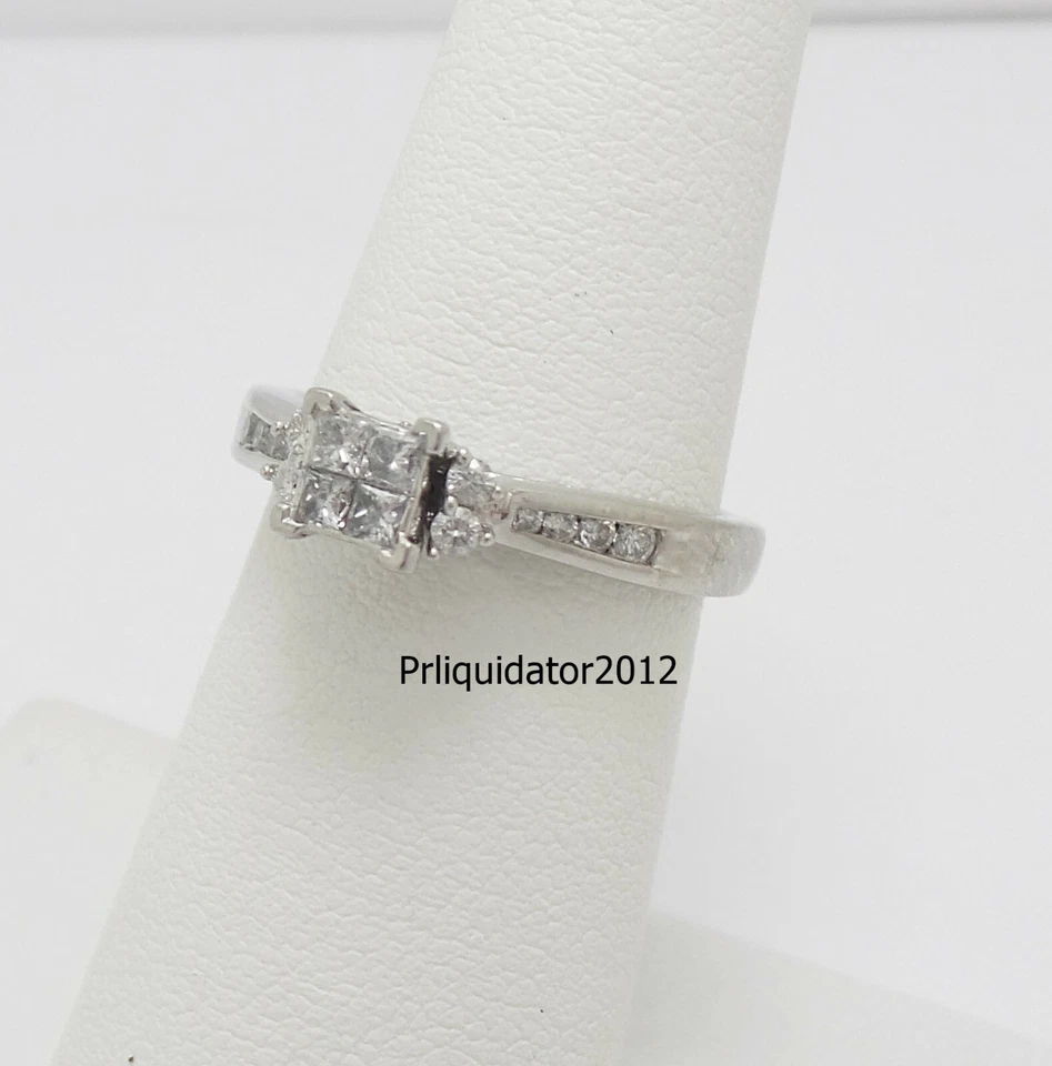 1/3CT Natural Diamond Halo Engagement Wedding Bridal Ring Band 10K White Gold - Image 2 of 4