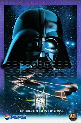 1999 Star Wars Pepsi Advertising Poster 11x16.5 Vintage Soda Promo Vader