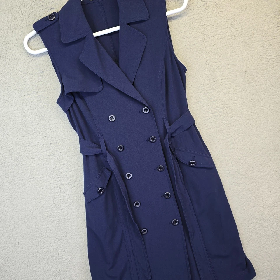 Vintage Spense Dress Womens M Sleeveless Button Preppy Academia Sailor Trench - Image 2 of 4
