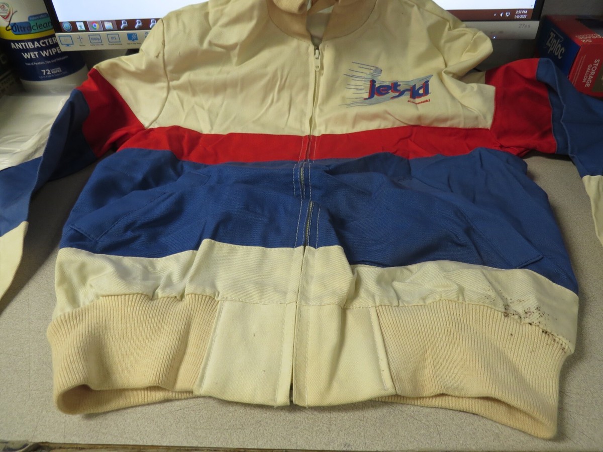 Vintage NOS Kawasaki Jet Ski Red White & Blue Zip Up Sweater