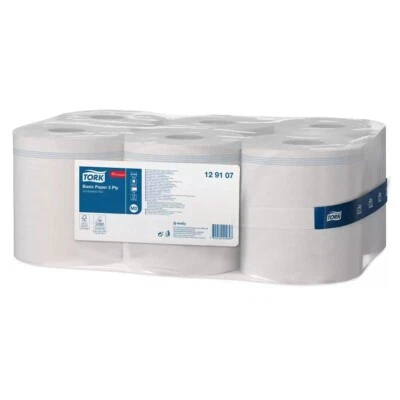 Tork M2 Centre Feed White Wiping Basic Paper Towel Roll Centrefeed 6 x 150m pack