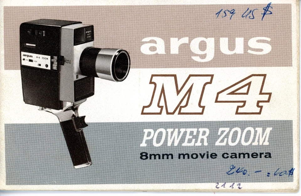 Bedienungsanleitung ARGUS M4 POWER ZOOM 8mm User Manual IN ENGLISH (Y5385 - Bild 1 von 1
