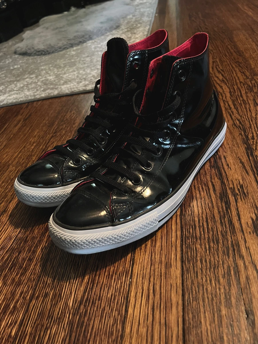 Converse black patent leather high-top hot sale