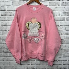 VTG JERZEES Grandmas Angels Pink Sweatshirt Pullover Womens Size XL USA