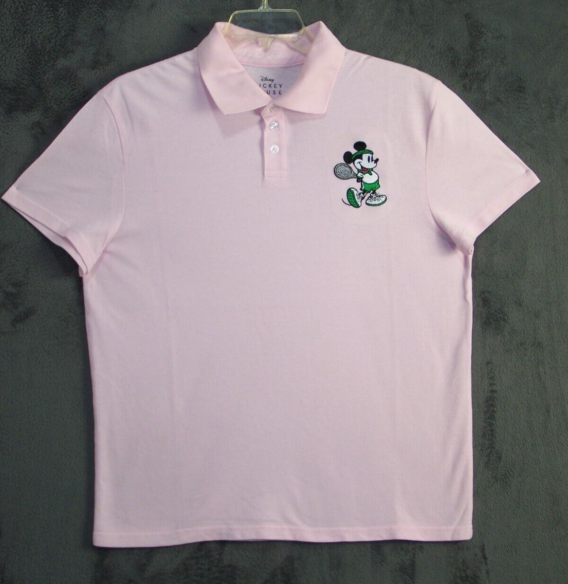 Mickey Mouse Polo Shirt Adult Large Pink Embroider Logo Classic
