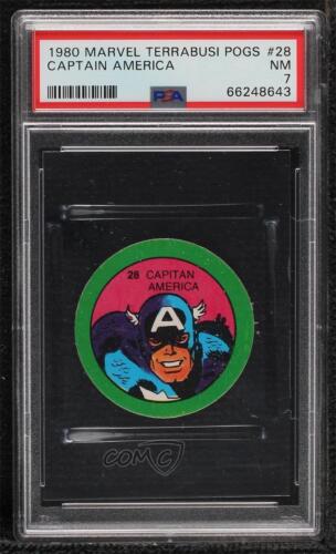 1980 Terrabusi Marvel Coleccion Superheroes Disc Captain America #28 PSA 7 0tz4 - Picture 1 of 3