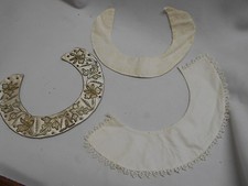 3 vintage womens ladies shirt dress collars 1 beaded 2 off whtie cotton w trim