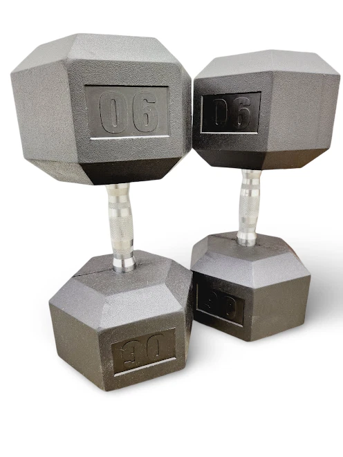 90 LB Rubber Hex Curve Handle Dumbbell Pair
