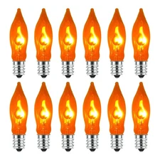 Flickering Flame Light Bulbs, 12 Pack C7 Orange Flickering Light Bulbs, E12 C...
