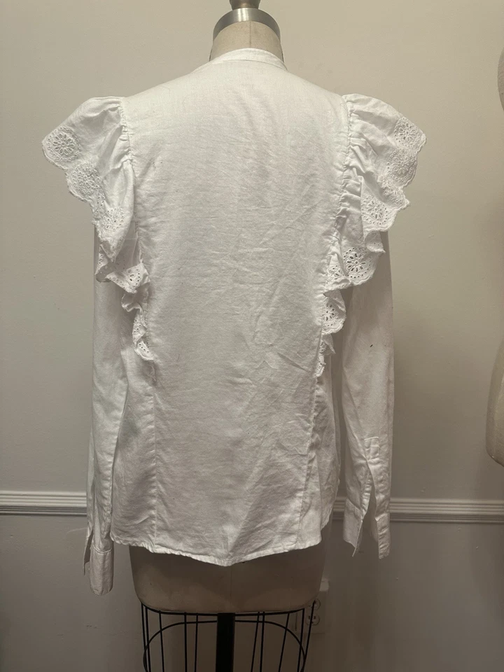 Vintage 70s 80s Prairie Long Sleeve Blouse Lace Victorian Edwardian Style Xs - Image 3 of 4