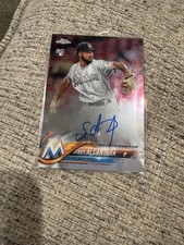 2018 Topps Chrome - Rookie Autographs Sandy Alcantara #RA-SA On Card Auto. rookie card picture
