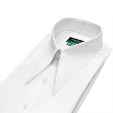 Men's Wedding Shirt White Cotton Bamboo Blended Extra Long Pointed Spear Collar