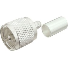 UHF Male PL-259  Silver Crimp Connector For LMR-240/RG-8X/Any 0.240" OD Coax