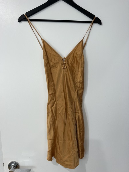 Victoria's Secret  Spaghetti Strap Satin Midi Slip Dress Silk Brown Size 8