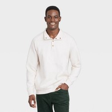 Goodfellow  Co Men's Pullover Sweatshirt Diamond Quilted MEDIUM Snap Placket
