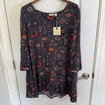 NWT Hinge Designed in Seattle 3/4 Sleeve Dress Women s Size XL Pockets Gray Boho