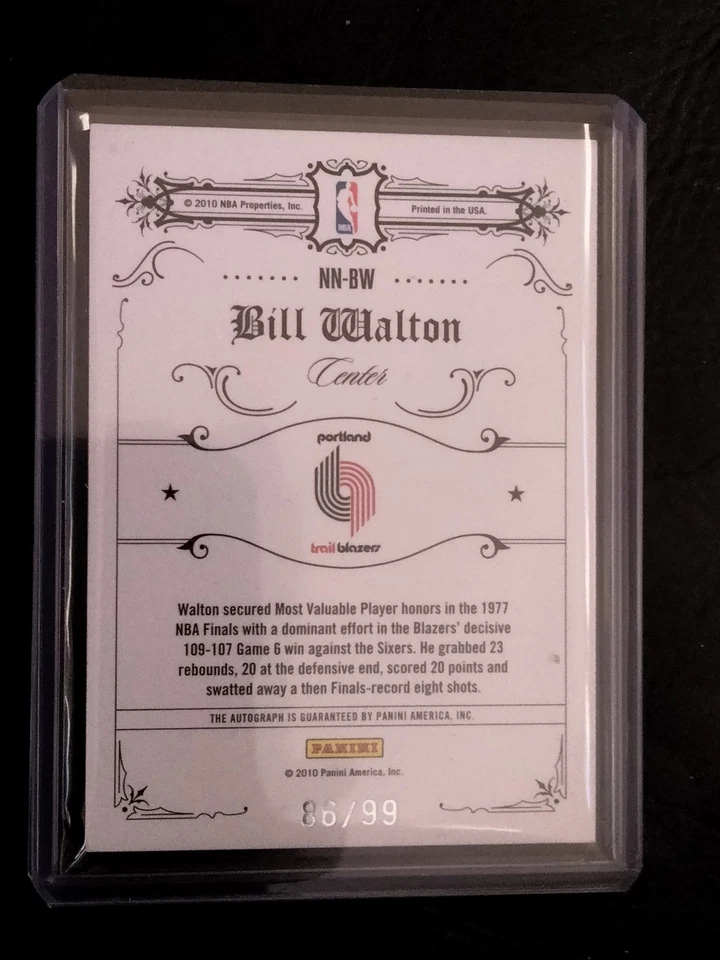 Panini National Treasures Bill Walton 2010 autógrafo apodos notables automático/99 Foto 2 de 2