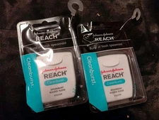 Lot Of 2 Johnson & Johnson Reach Cleanburst Spearmint Waxed Floss 55 yd NEW