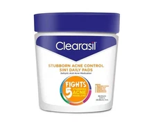 Clearasil Stubborn Acne Control 5in1 Daily Cleansing Pads, 90 ct. (Packaging