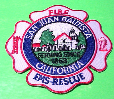 SAN JUAN BAUTISTA  CALIFORNIA   EMS / RESCUE  4''  CA  FIRE DEPT  PATCH