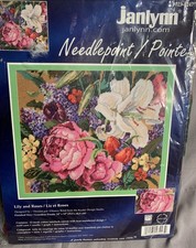 Janlynn Lily and Roses #023-0247 Needlepoint Kit In Original Packaging Rare NOS