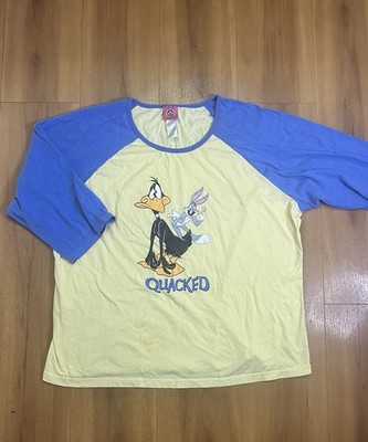Vintage 2003 Looney Tunes Sleep Shirt  1XL Daddy Duck Bugs Bunny Raglan Pajama 