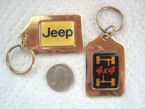 2 Vintage 1980's metal key chains "JEEP" & 4X4 wheel drive