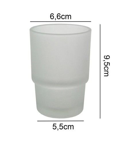 Bicchiere Ricambio Porta Spazzolino In Vetro Satinato Bagno Accessori 9,5x6,7 Cm - Foto 2 di 2