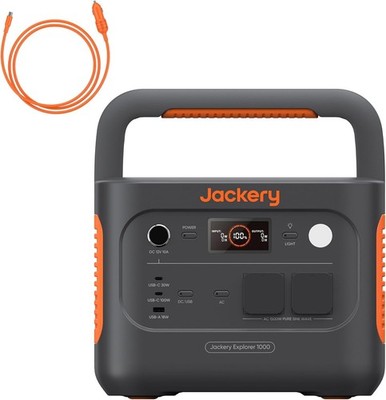 Jackery Explorer 1000 v2 Tragbare Powerstation,1070Wh LiFePO4 mit Kfz-Ladekabel