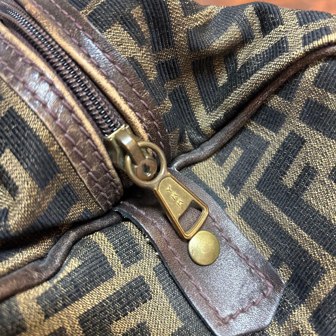 Fendi Logo Canvas Boston Bag Brown/Black Leather Trim Vintage Duffle Satchel thumbnail 14