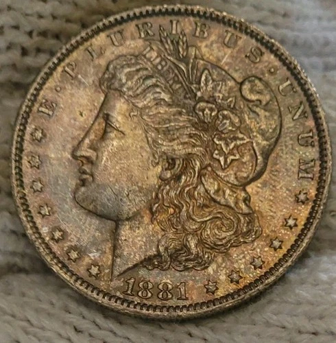 1881-o Morgan Silver Dollar Brilliant Uncirculated Dark Toned Obverse