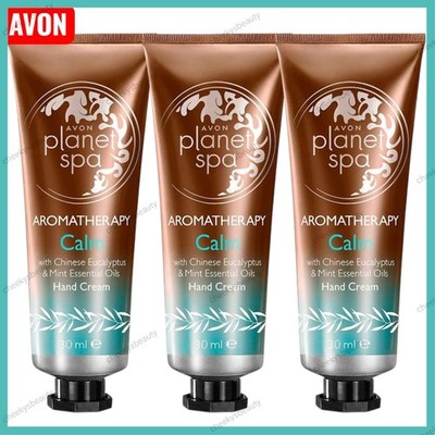 3x Avon Planet Spa Aromatherapie beruhigende Eukalyptus- und Minzöle Handcreme 30ml