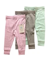 New Cloud Island 3 Pack Pants-Gray/Pink/Mint - Girl's Size 0-3 months
