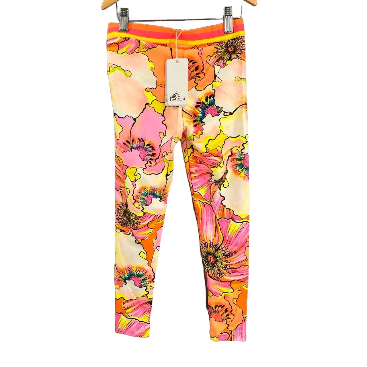 Agua Bendita Kids Floral Leggings Swim Athletic Size 12 New