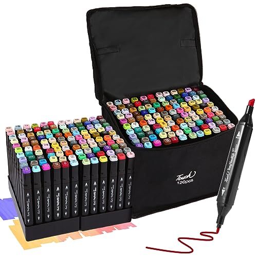 120 Colors Dual Tips Alcohol Markers Art Markers Pens with Pen Holder Permane...