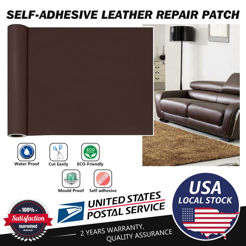 Brown PU Leather Repair Kit Self-Adhesive Patch Stick Leather office Chair Sofa