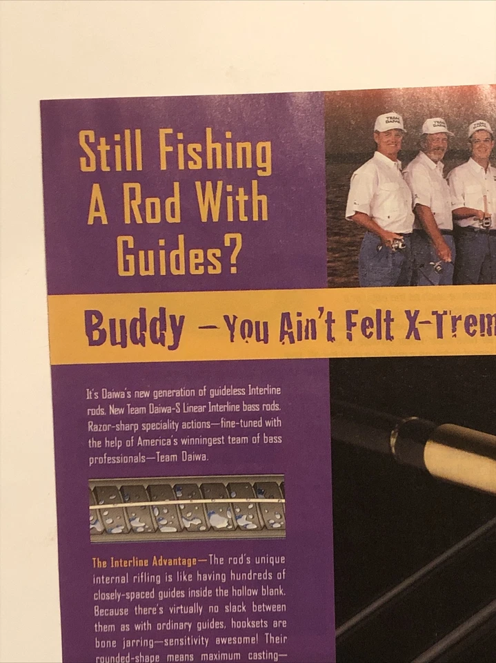 Caña de pescar Daiwa S 1999 anuncio impreso You Ain’t Felt X-Treme Performance de colección años 90 Foto 2 de 4