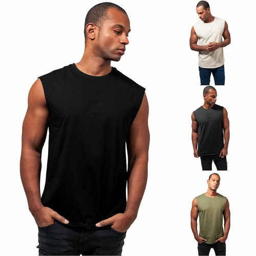 URBAN CLASSICS Maglia T-shirt uomo senza maniche con bordo aperto | eBay