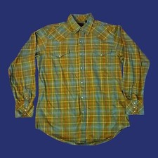 VTG ROPER 1970s Green Metallic Plaid Long Sleeve Oversized Western Snap Shirt