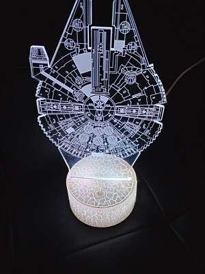 4 Yoda Falcon LED Lamp Optical Illusion 3-D Star Wars Desk, Table, Night Lamp